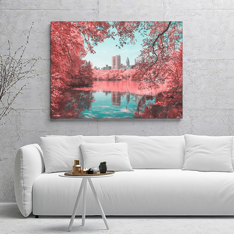 Central Park As A Pastel Pink Wonderland Canvas Wall Art - Canvas Prints, Prints for Sale, Canvas Painting, Canvas On Sale