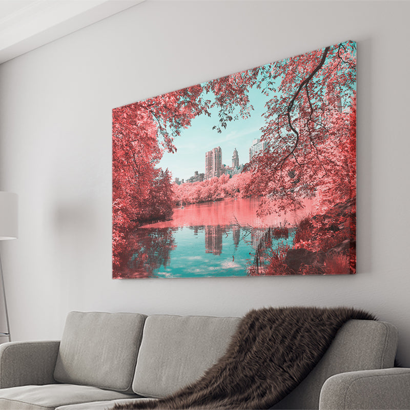 Central Park As A Pastel Pink Wonderland Canvas Wall Art - Canvas Prints, Prints for Sale, Canvas Painting, Canvas On Sale