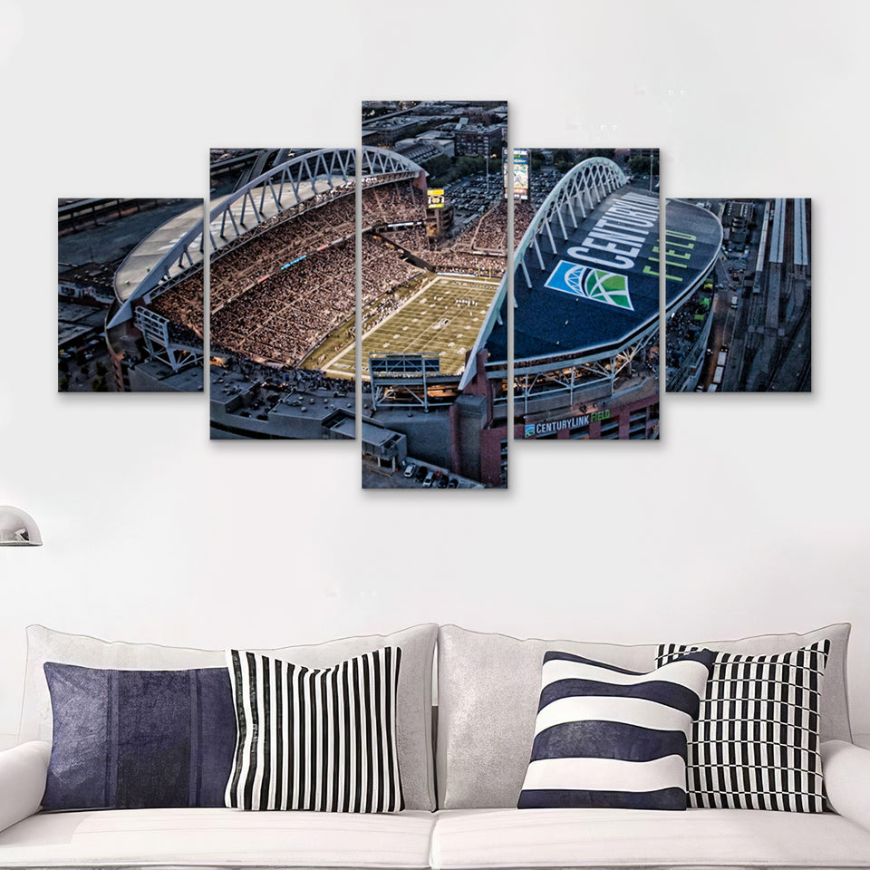 Centurylink Field, Seattle, Washington, Usa 5 Pieces Canvas Prints Wall Art - Painting Canvas, Multi Panel, Fan Gift