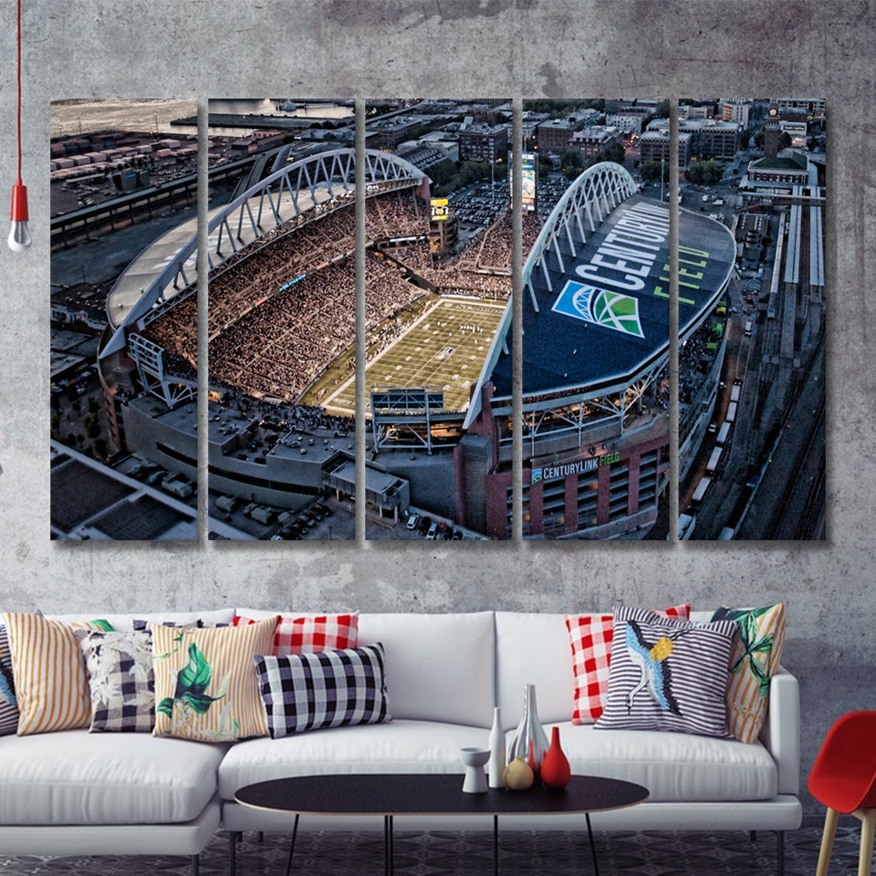 Centurylink Field, Seattle, Washington, Usa 5 Pieces B Canvas Prints Wall Art - Painting Canvas,Multi Panel, Fan Gift