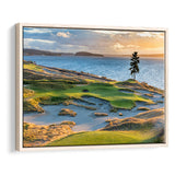 Chambers Bay Golf Course, Hole 15 Sunset 1, Golf Art Print, Framed Canvas Prints Wall Art Decor, Floating Frame