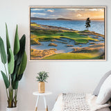 Chambers Bay Golf Course, Hole 15 Sunset 1, Golf Art Print, Framed Canvas Prints Wall Art Decor, Floating Frame