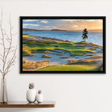 Chambers Bay Golf Course, Hole 15 Sunset 1, Golf Art Print, Framed Canvas Prints Wall Art Decor, Floating Frame