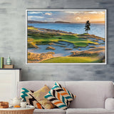 Chambers Bay Golf Course, Hole 15 Sunset 1, Golf Art Print, Framed Canvas Prints Wall Art Decor, Floating Frame
