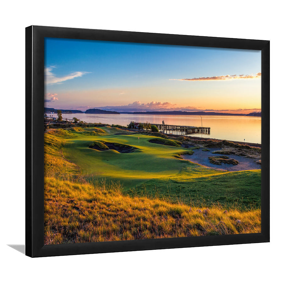 Chambers Bay Golf Course, Hole 17, Golf Sport Print, Golf Lover, Framed Art Prints Home Decor