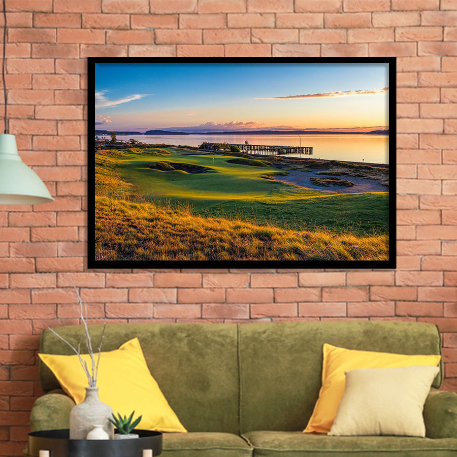 Chambers Bay Golf Course, Hole 17, Golf Sport Print, Golf Lover, Framed Art Prints Home Decor