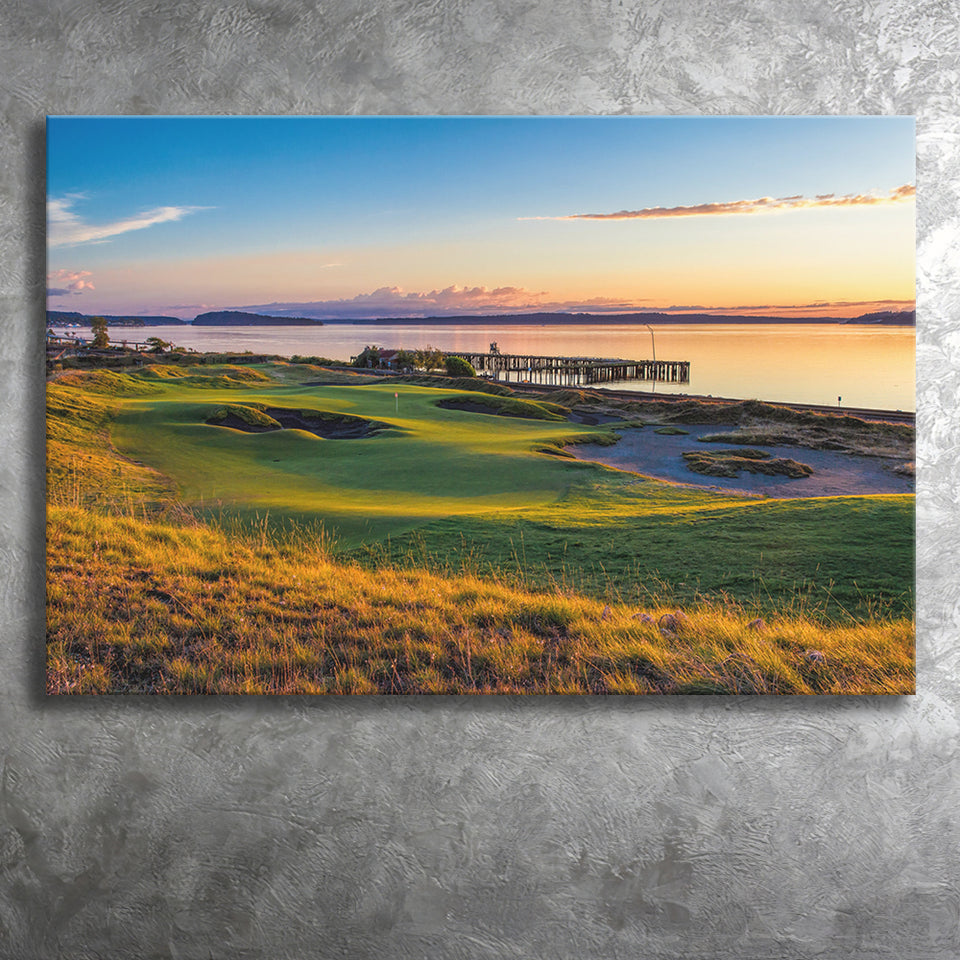 Chambers Bay Golf Course, Hole 17, Golf Art Print, Golf Lover, Canvas Prints Wall Art Decor