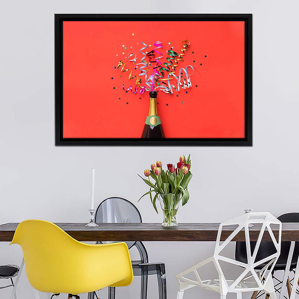 Champagne New Years Framed Canvas Wall Art - Framed Prints, Canvas Prints, Prints for Sale, Canvas Painting