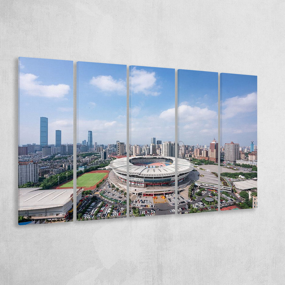 Changsha Helong Stadium, Stadium Canvas, Sport Art, Gift for him, Multi Panels B, Canvas Prints Wall Art Decor