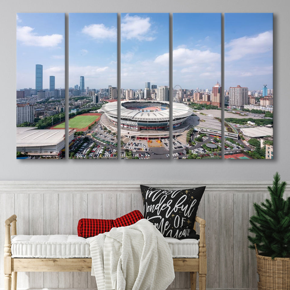 Changsha Helong Stadium, Stadium Canvas, Sport Art, Gift for him, Multi Panels B, Canvas Prints Wall Art Decor