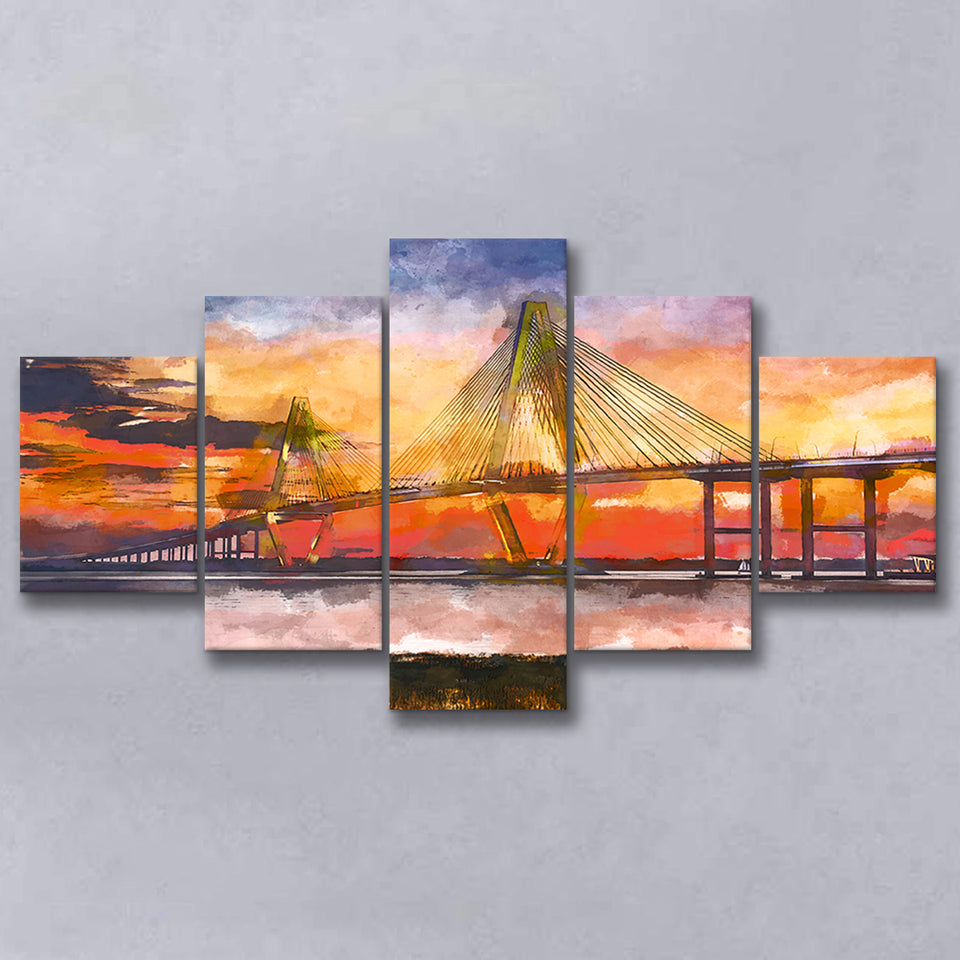 Charleston South Carolina Usa Arthur Ravenel 5 Pieces Mixed Canvas Prints Wall Art Home Decor