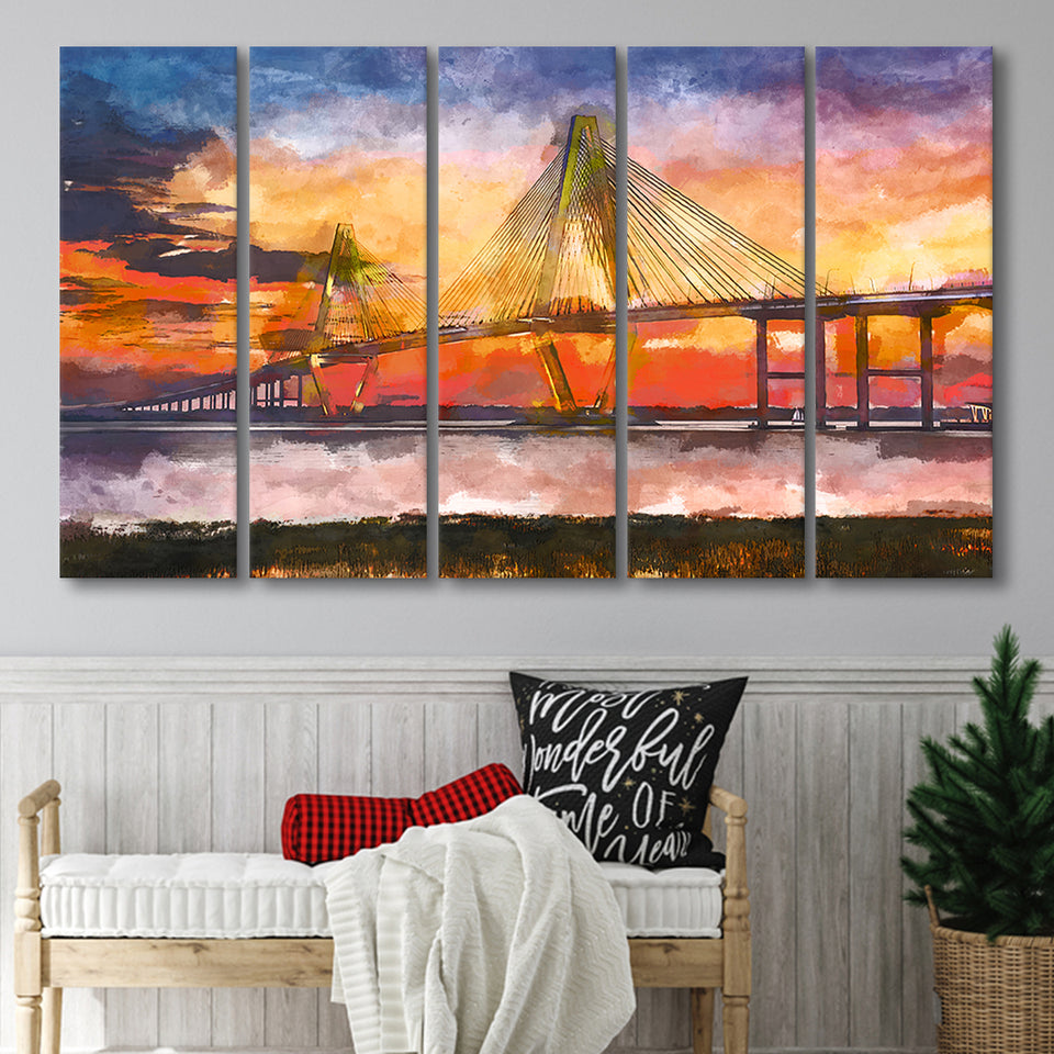 Charleston South Carolina Usa Arthur Ravenel 5 Pieces Extra Large Canvas Prints Wall Art Home Decor