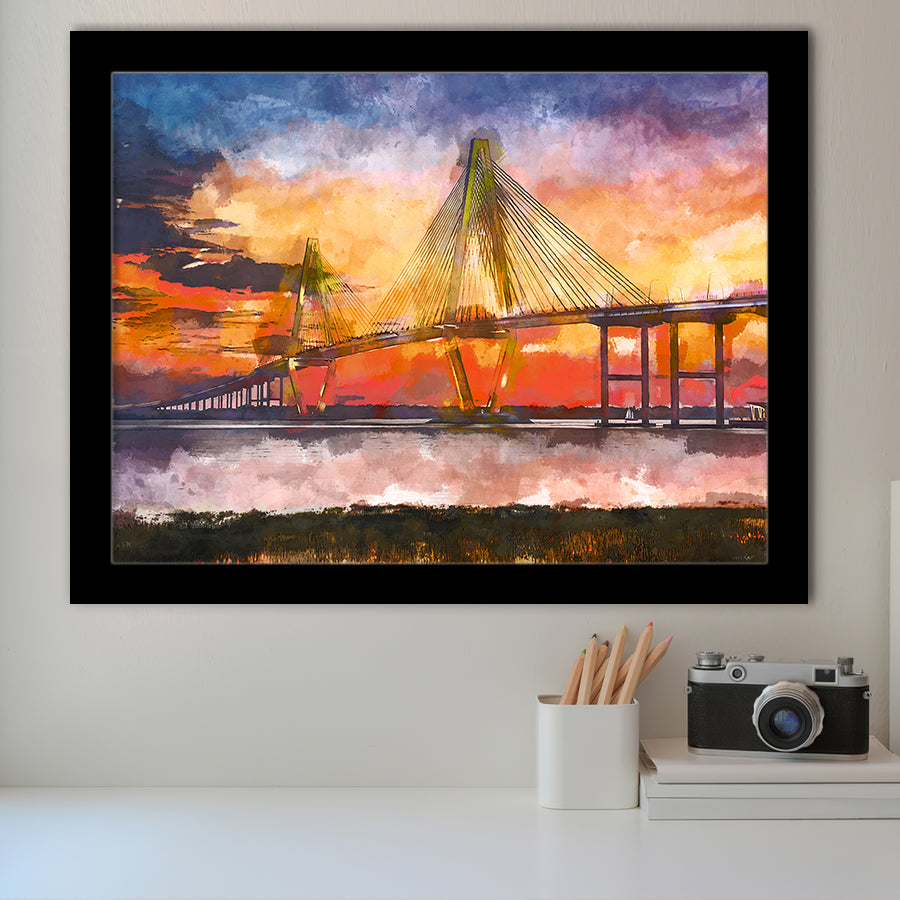 Charleston South Carolina Usa Arthur Ravenel City Art Watercolor Framed Art Prints Wall Art Decor,Framed Picture