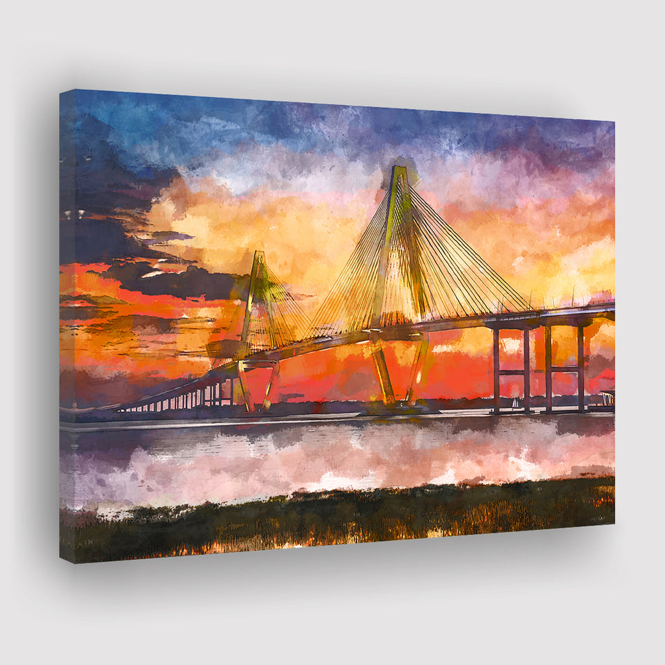Charleston South Carolina Usa Arthur Ravenel City Art Watercolor Canvas Prints Wall Art Home Decor, Large Canvas