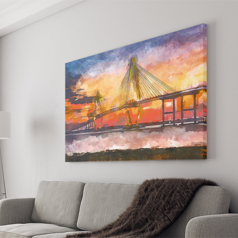 Charleston South Carolina Usa Arthur Ravenel City Art Watercolor Canvas Prints Wall Art Home Decor, Large Canvas