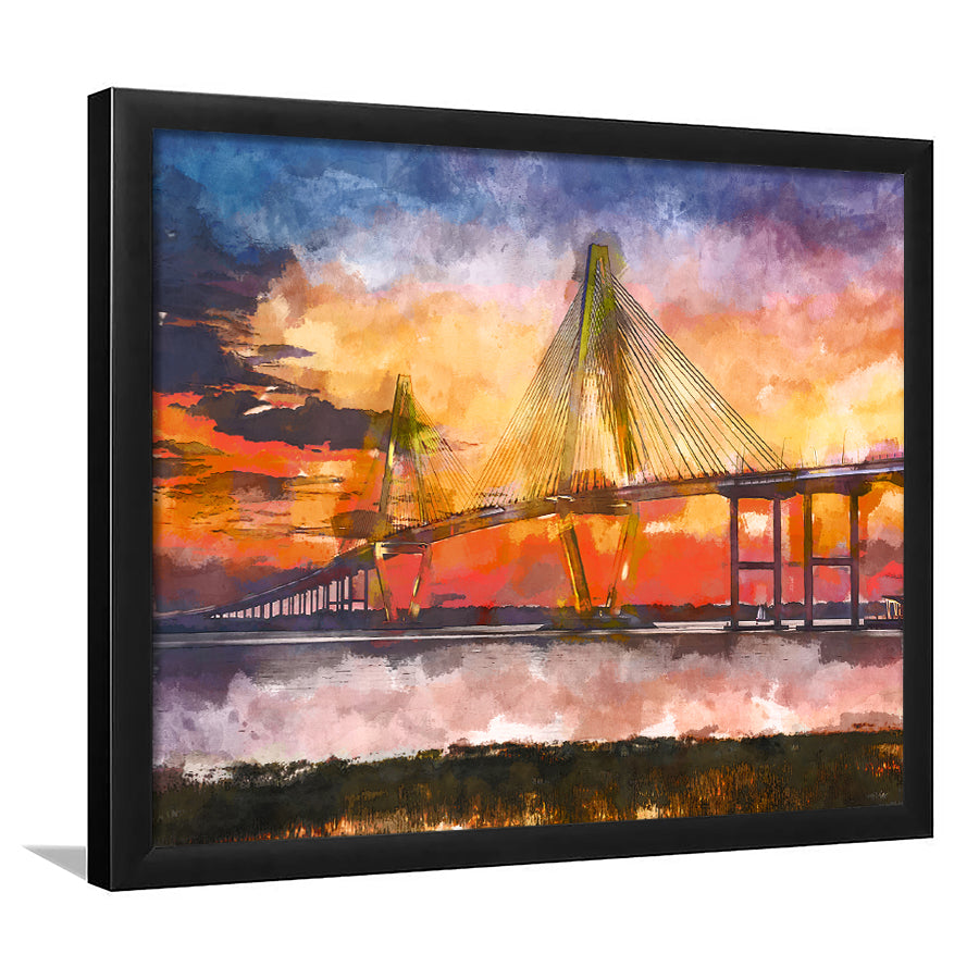 Charleston South Carolina Usa Arthur Ravenel City Art Watercolor Framed Art Prints Wall Art Decor,Framed Picture
