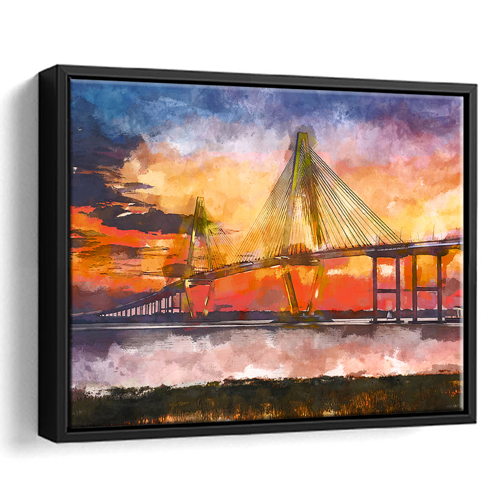 Charleston South Carolina Usa Arthur Ravenel City Art Watercolor Framed Canvas Prints Wall Art Home Decor,Floating Frame