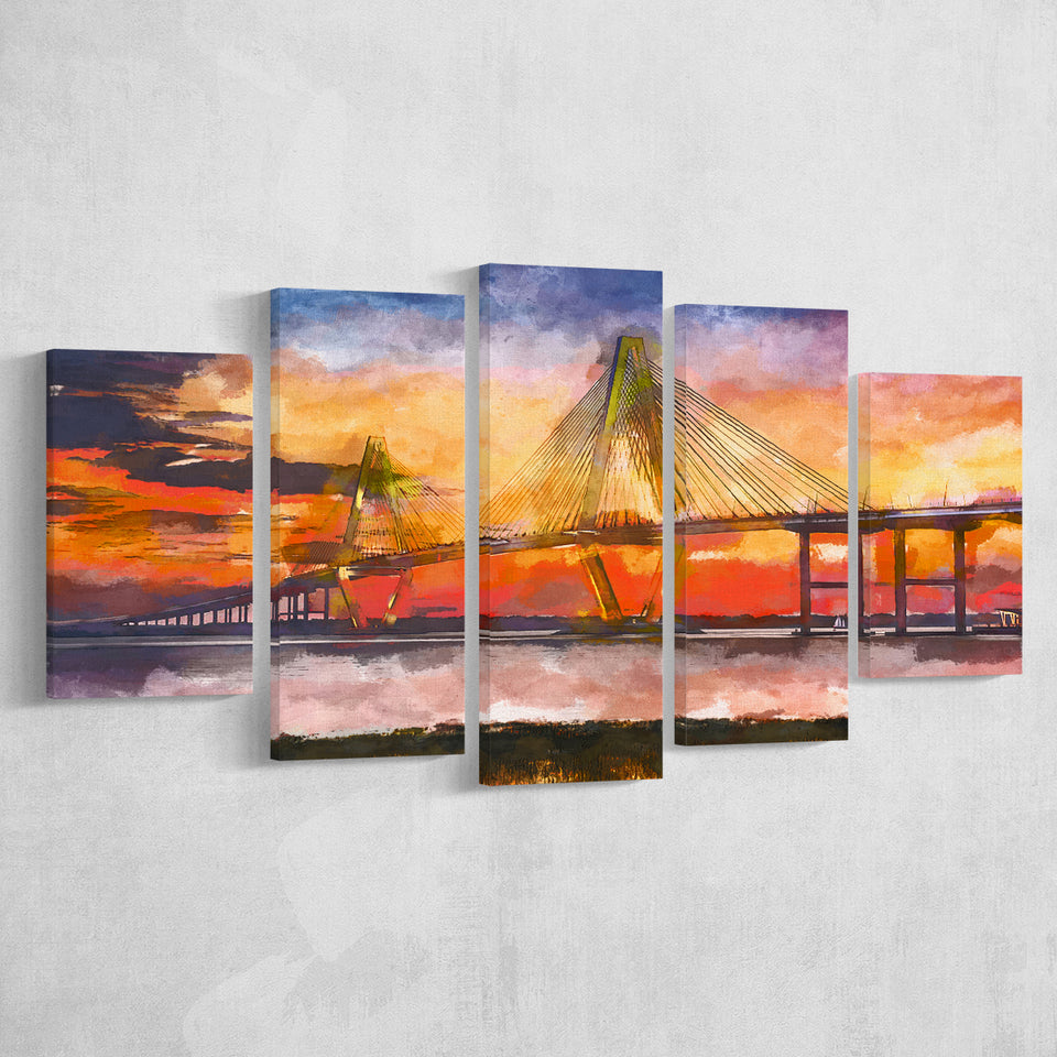 Charleston South Carolina Usa Arthur Ravenel 5 Pieces Mixed Canvas Prints Wall Art Home Decor