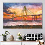 Charleston South Carolina Usa Arthur Ravenel City Art Watercolor Canvas Prints Wall Art Home Decor, Large Canvas
