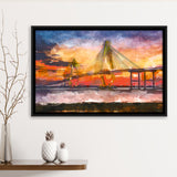 Charleston South Carolina Usa Arthur Ravenel City Art Watercolor Framed Canvas Prints Wall Art Home Decor,Floating Frame
