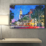 Charleston South Carolina Usa Cityscape Historic V1 City Art Watercolor Canvas Prints Wall Art Home Decor, Large Canvas