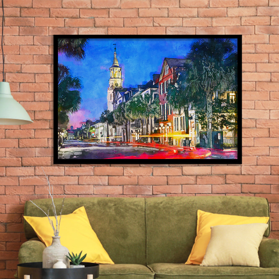 Charleston South Carolina Usa Cityscape Historic V1 City Art Watercolor Framed Art Prints Wall Art Decor,Framed Picture