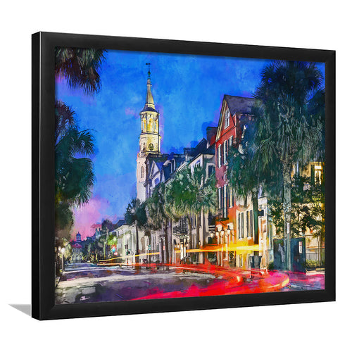 Charleston South Carolina Usa Cityscape Historic V1 City Art Watercolor Framed Art Prints Wall Art Decor,Framed Picture
