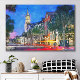 Charleston South Carolina Usa Cityscape Historic V1 City Art Watercolor Canvas Prints Wall Art Home Decor, Large Canvas