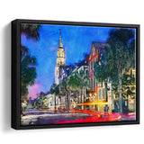 Charleston South Carolina Usa Cityscape Historic V1 City Art Watercolor Framed Canvas Prints Wall Art Home Decor,Floating Frame