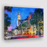 Charleston South Carolina Usa Cityscape Historic V1 City Art Watercolor Canvas Prints Wall Art Home Decor, Large Canvas