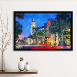 Charleston South Carolina Usa Cityscape Historic V1 City Art Watercolor Framed Canvas Prints Wall Art Home Decor,Floating Frame