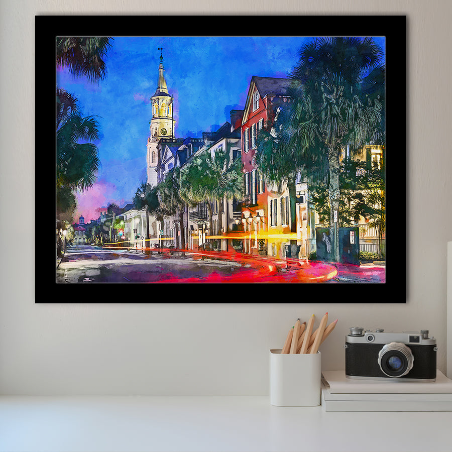 Charleston South Carolina Usa Cityscape Historic V1 City Art Watercolor Framed Art Prints Wall Art Decor,Framed Picture