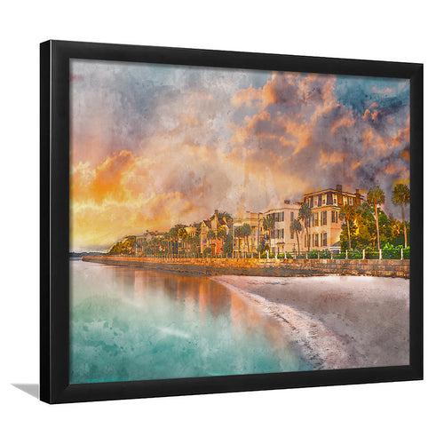 Charleston South Carolina Usa Historic Homes City Art Watercolor Framed Art Prints Wall Art Decor,Framed Picture