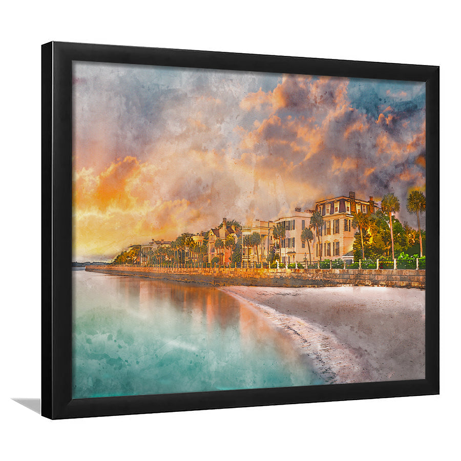 Charleston South Carolina Usa Historic Homes City Art Watercolor Framed Art Prints Wall Art Decor,Framed Picture