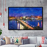 Charleston South Carolina Usa Skyline Over City Art Watercolor Framed Art Prints Wall Art Decor,Framed Picture