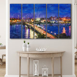 Charleston South Carolina Usa Skyline Over 5 Pieces Extra Large Canvas Prints Wall Art Home Decor