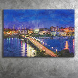 Charleston South Carolina Usa Skyline Over City Art Watercolor Canvas Prints Wall Art Home Decor, Large Canvas