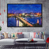 Charleston South Carolina Usa Skyline Over City Art Watercolor Framed Canvas Prints Wall Art Home Decor,Floating Frame