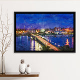 Charleston South Carolina Usa Skyline Over City Art Watercolor Framed Canvas Prints Wall Art Home Decor,Floating Frame