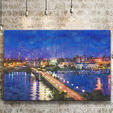 Charleston South Carolina Usa Skyline Over City Art Watercolor Canvas Prints Wall Art Home Decor, Large Canvas