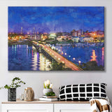 Charleston South Carolina Usa Skyline Over City Art Watercolor Canvas Prints Wall Art Home Decor, Large Canvas