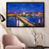 Charleston South Carolina Usa Skyline Over City Art Watercolor Framed Canvas Prints Wall Art Home Decor,Floating Frame
