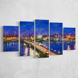 Charleston South Carolina Usa Skyline Over 5 Pieces Mixed Canvas Prints Wall Art Home Decor