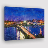 Charleston South Carolina Usa Skyline Over City Art Watercolor Canvas Prints Wall Art Home Decor, Large Canvas
