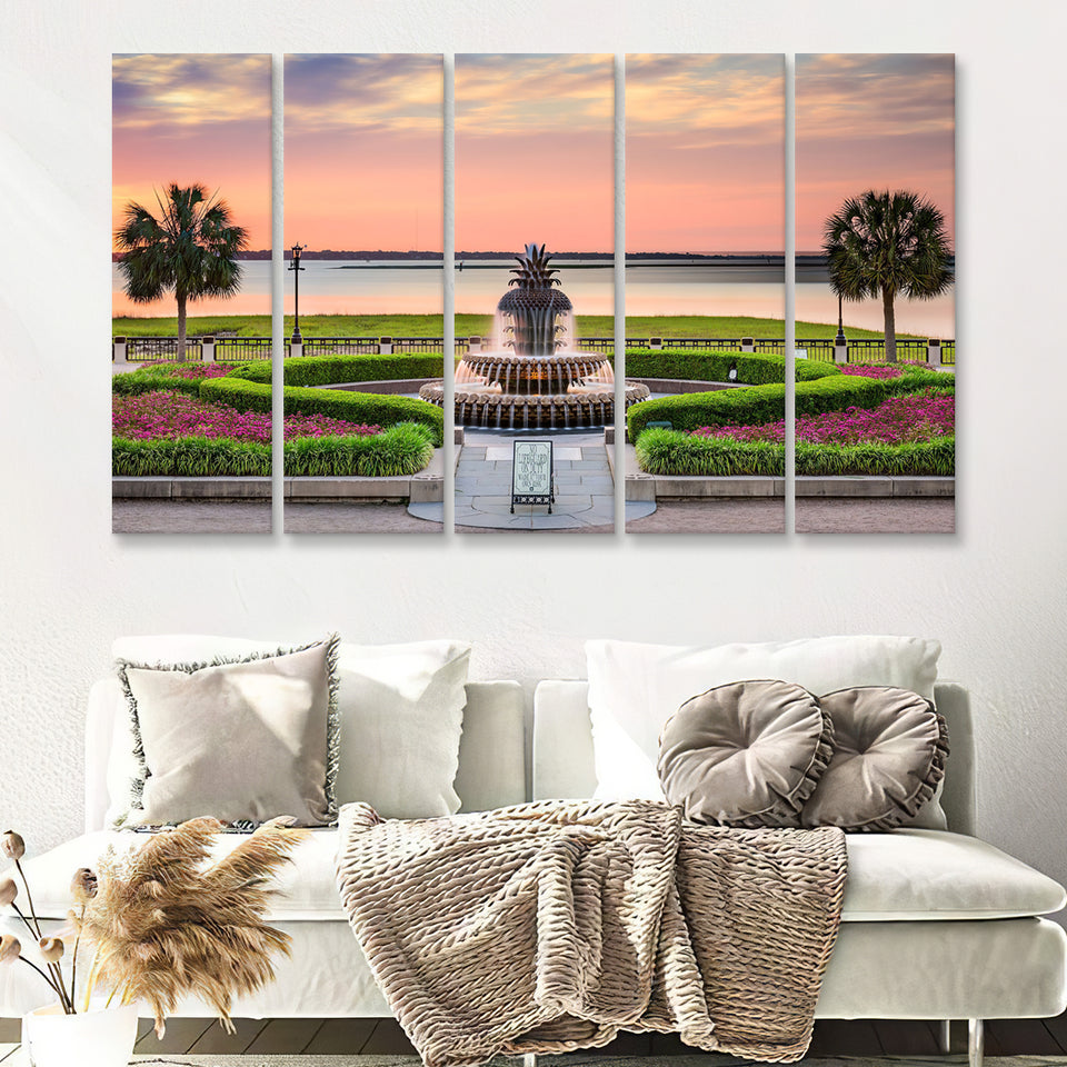 Charleston South Carolina USA at Waterfront Park 5 Pieces Canvas Prints Wall Art - Painting Canvas, Multi Panels, Wall Decor