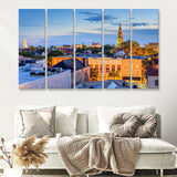 Charleston South Carolina USA town skyline 5 Pieces Canvas Prints Wall Art - Painting Canvas, Multi Panels, Wall Decor