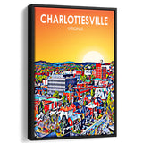 Charlottesville Virginia Art Sunset Night Landscape, Large Canvas, Framed Canvas Print Wall Art Home Decor, Floating Frame