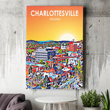 Charlottesville Virginia Art Sunset Night Landscape ,City Art Print, Large Canvas, Canvas Print Wall Art Home Decor