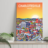Charlottesville Virginia Art Sunset Night Landscape ,City Art Print, Large Canvas, Canvas Print Wall Art Home Decor
