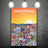 Charlottesville Virginia Art Sunset Night Landscape ,City Art Print, Large Canvas, Canvas Print Wall Art Home Decor